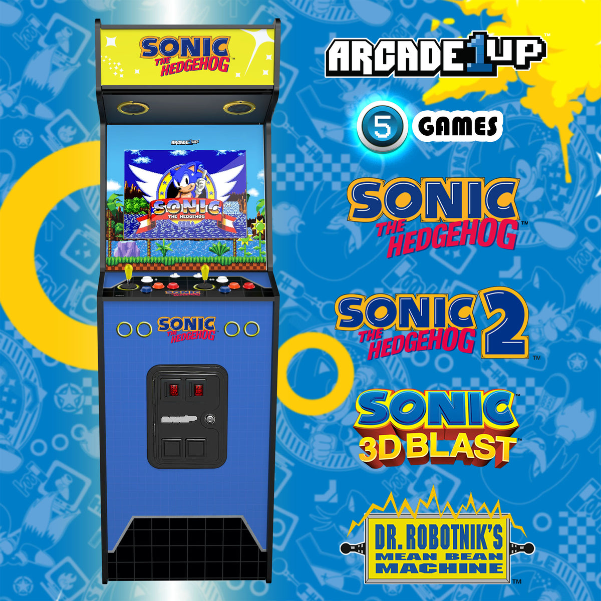 Arcade1Up Sonic the Hedgehog Deluxe Arcade Game Freestanding Machine