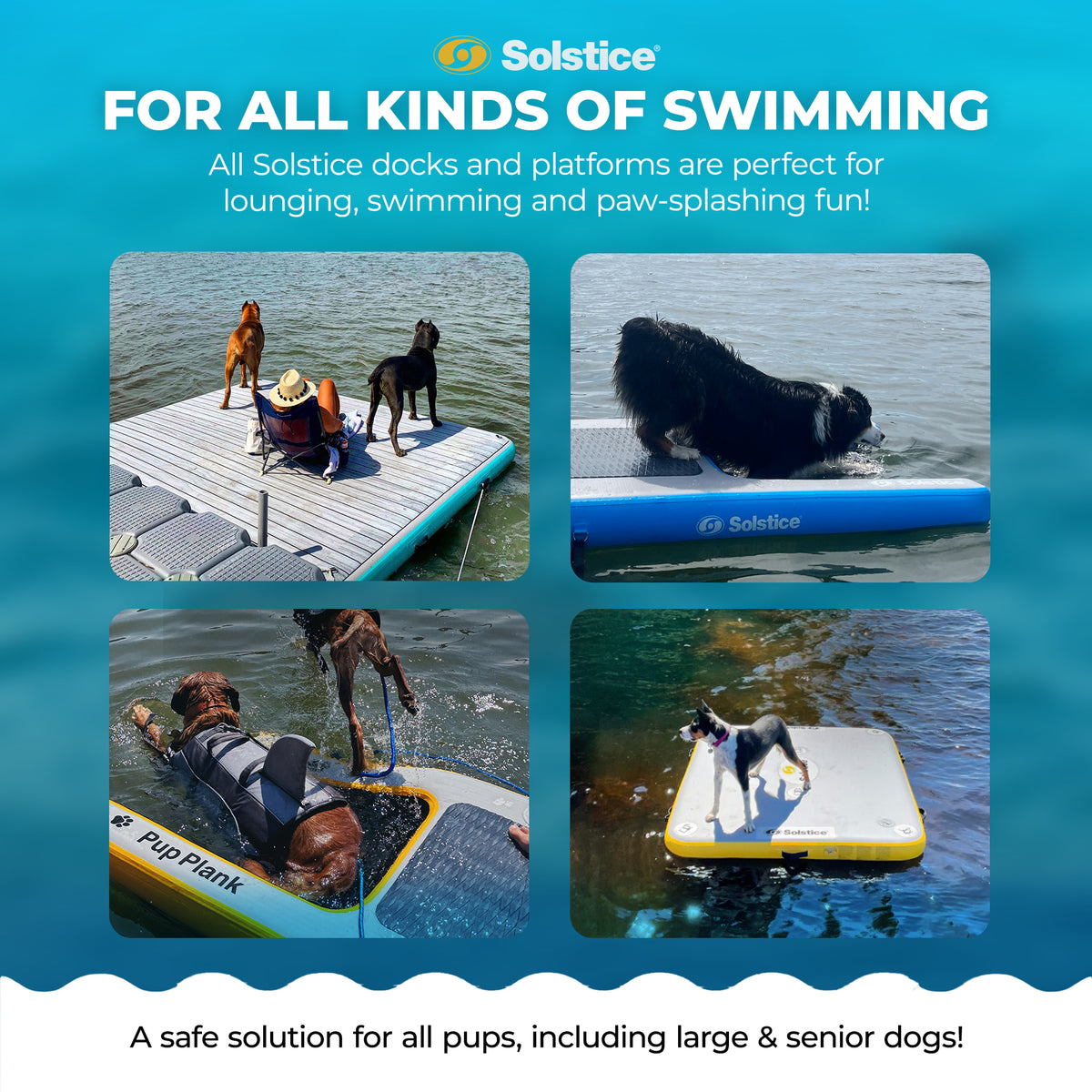 Solstice Original Floating Inflatable Dock RISE WaterMat 7x7' Platform(Open Box) - VMInnovations