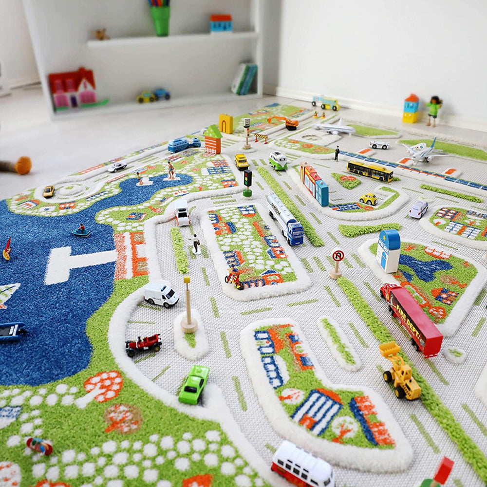 IVI 3D Play Carpets 71 x 52.5-inch Mini City Educational Toddler Mat Rug, Large - VMInnovations