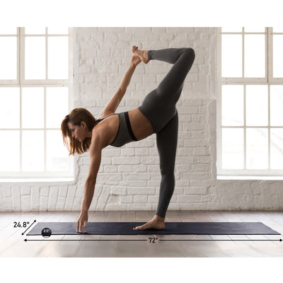 HolaHatha 72 x 24" High Density 0.5" Thick Non Slip Home Workout Yoga Mat, Black - VMInnovations