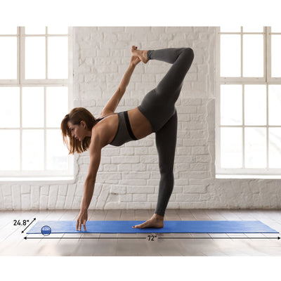 HolaHatha 72 x 24" 0.25" Thick Non Slip Home Workout Yoga Mat, Blue (Used) - VMInnovations