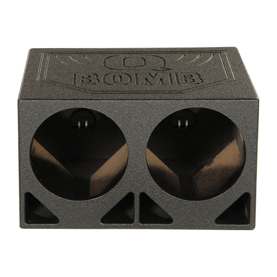 QPower QBOMB10TB Dual 10 Inch Triangle Ported Subwoofer Box w/ Bedliner Spray - VMInnovations