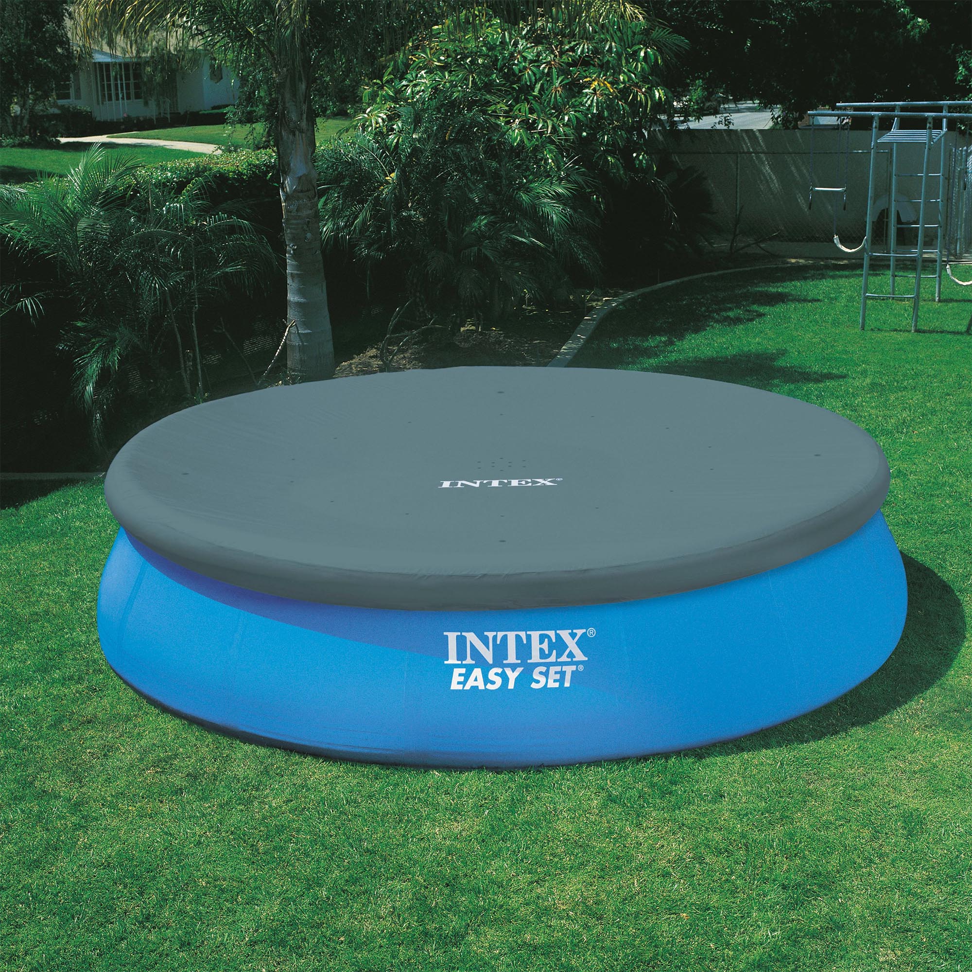 Intex 15’x42” Swimming Pool with Ladder & Pump (2 Pack) & 15’ Pool Debris Cover
