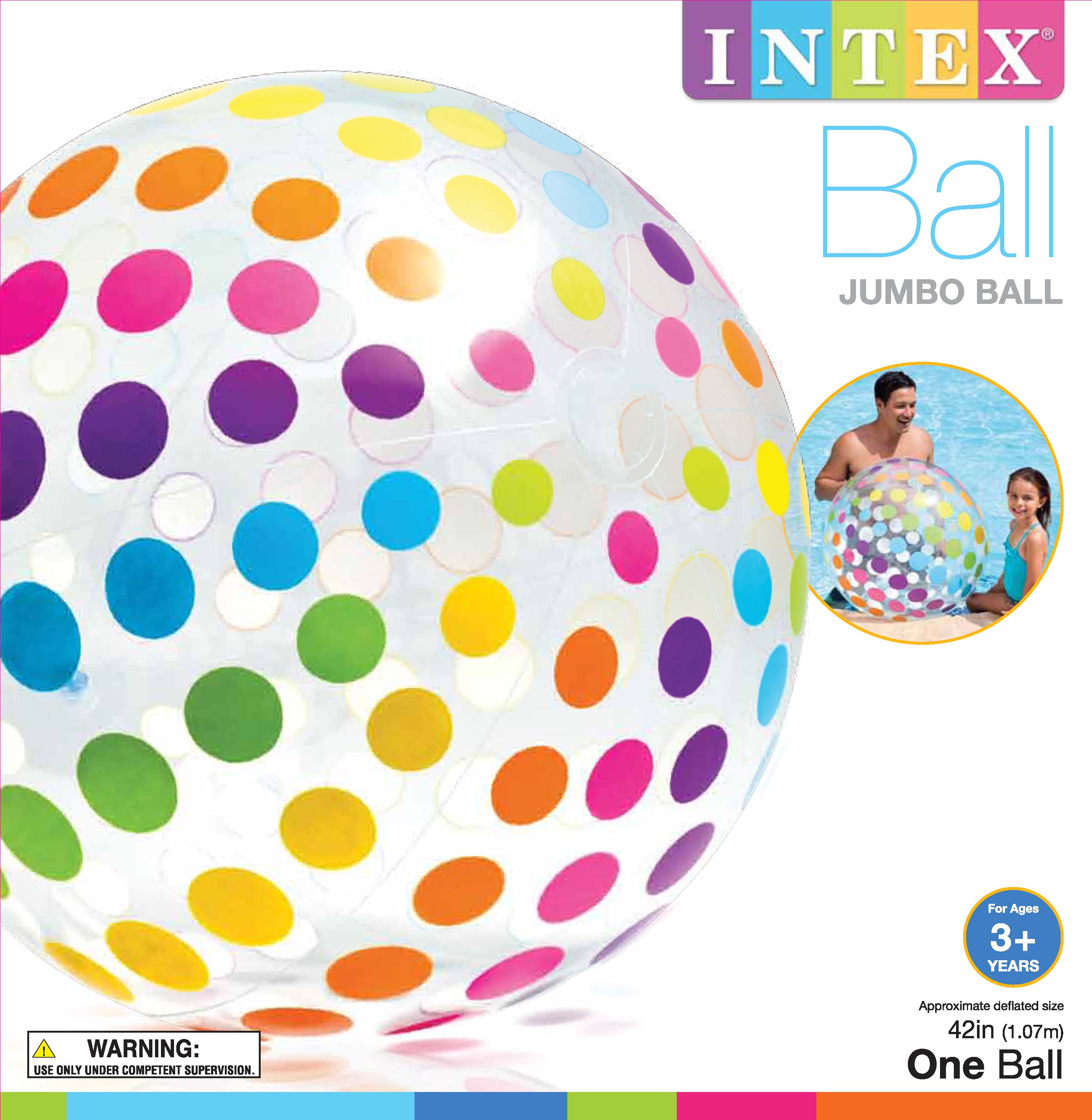 Intex Jumbo Inflatable Glossy Big Polka-Dot Colorful Giant Beach Ball (16 Pack)