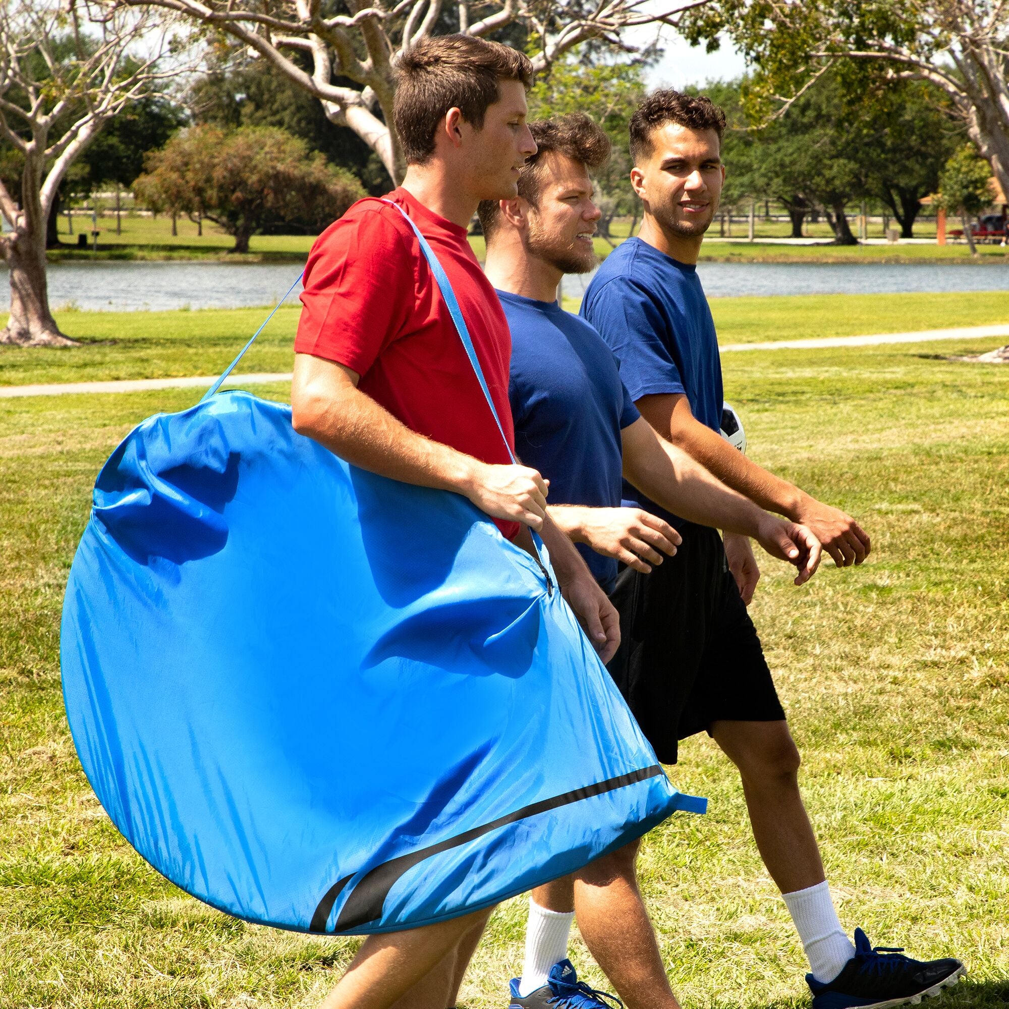 Training Equipment Pair of 6 Ft Pop Up Soccer Goals w/ Cones, Blue (Open Box)