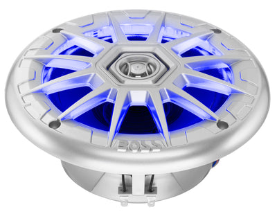 BOSS Audio MRGB65 6.5" 200W Boat Marine RGB LED Light Speakers Silver (4 Pack)