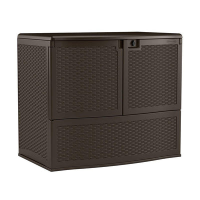 Suncast 195 Gallon Patio Storage &Entertaining Station w/ 33 Gal. Garbage Can - VMInnovations