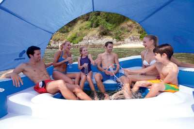 Intex 57272EP Adult 5 Seat Inflatable Island Lounge & 43105E 6 Person Pool Raft
