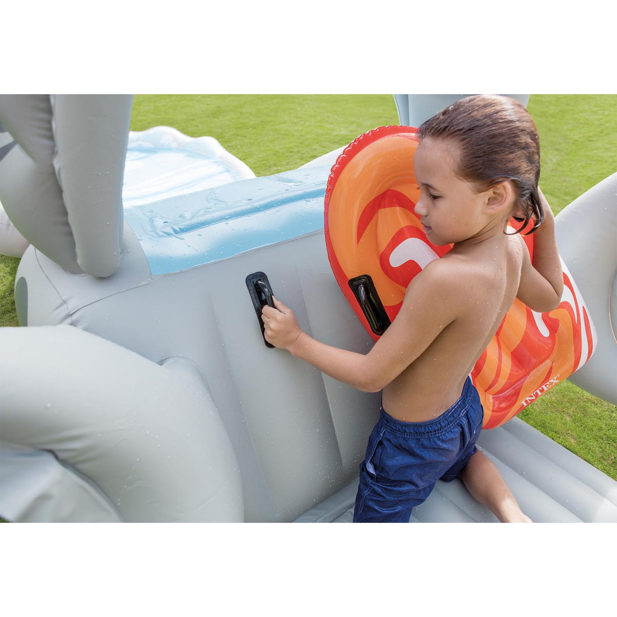 Intex Inflatable Kids Backyard Water Slide with Surf Riders & Electric Air Pump