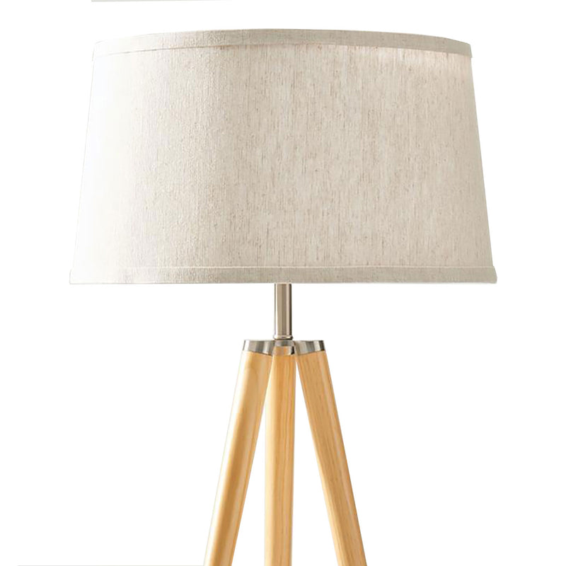 Brightech Emma Modern Home 60" Tall Standing LED Light Tripod Floor Lamp, Wood