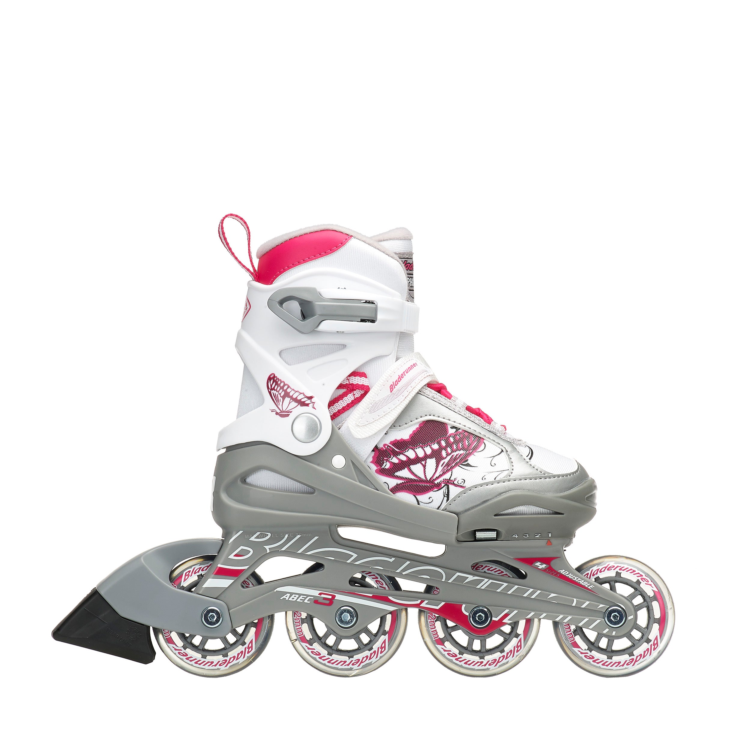 Rollerblade Bladerunner Phoenix Girls Adjustable Skates M White/Pink (Used)