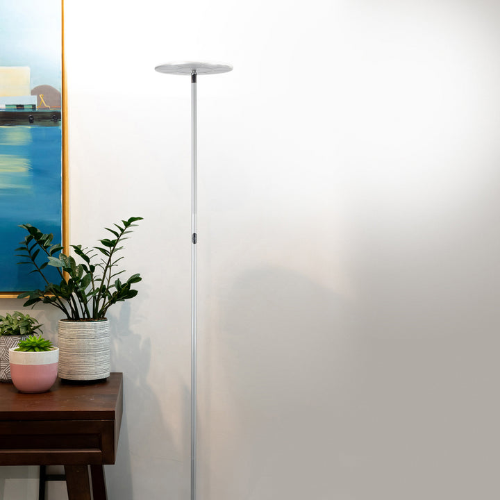Brightech Sky LED Torchiere Standing Touch Sensor Floor Lamp, Silver (Open Box)