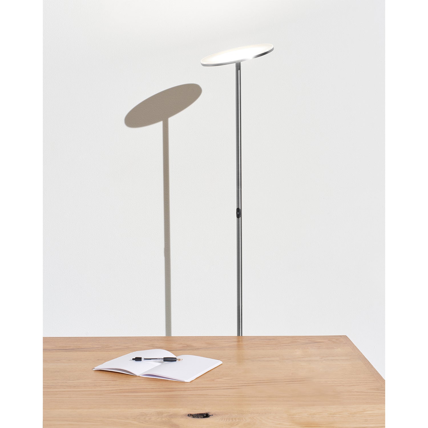 Brightech Sky LED Torchiere Standing Touch Sensor Floor Lamp, Silver (Open Box) - VMInnovations