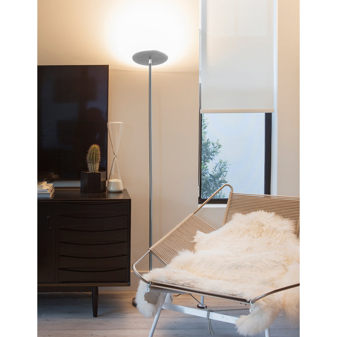 Brightech Sky LED Torchiere Standing Touch Sensor Floor Lamp, Silver (Open Box)