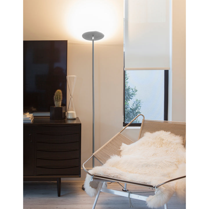 Brightech Sky LED Torchiere Standing Touch Sensor Floor Lamp, Silver (Open Box)