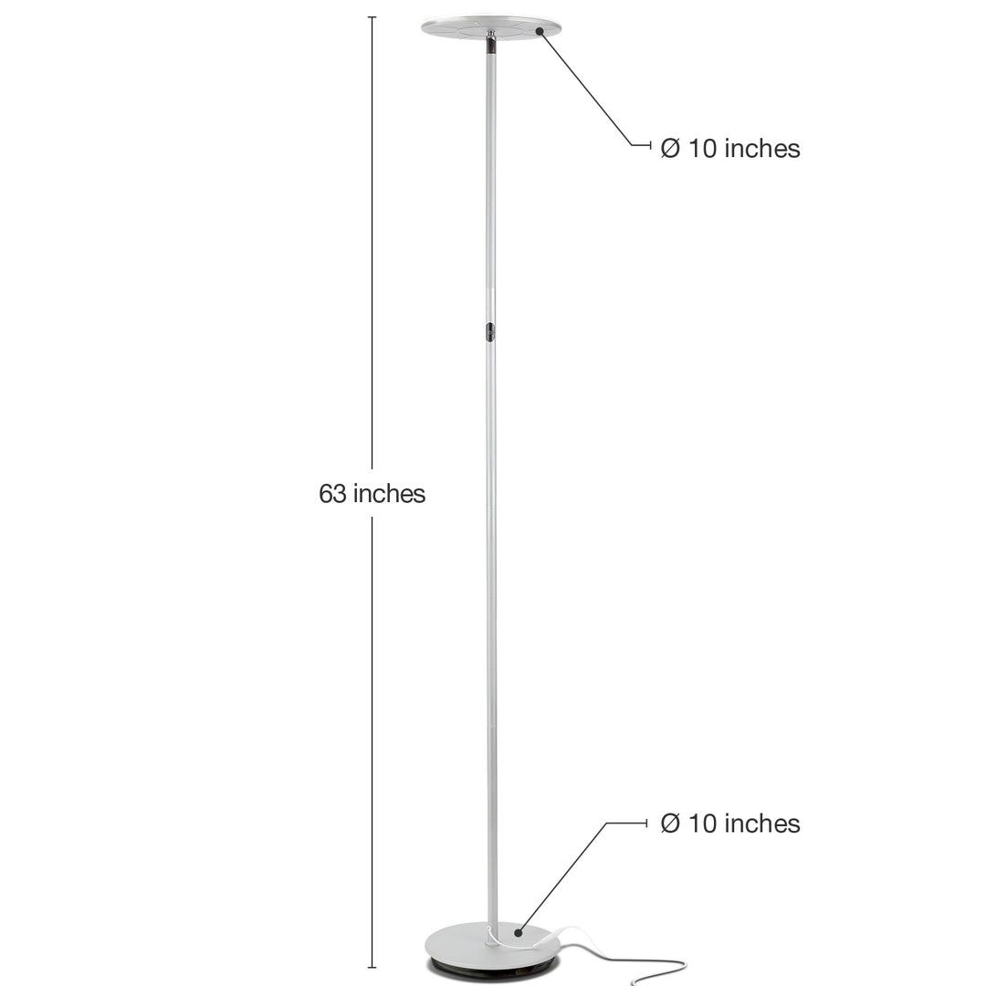 Brightech Sky LED Torchiere Standing Touch Sensor Floor Lamp, Silver (Open Box)