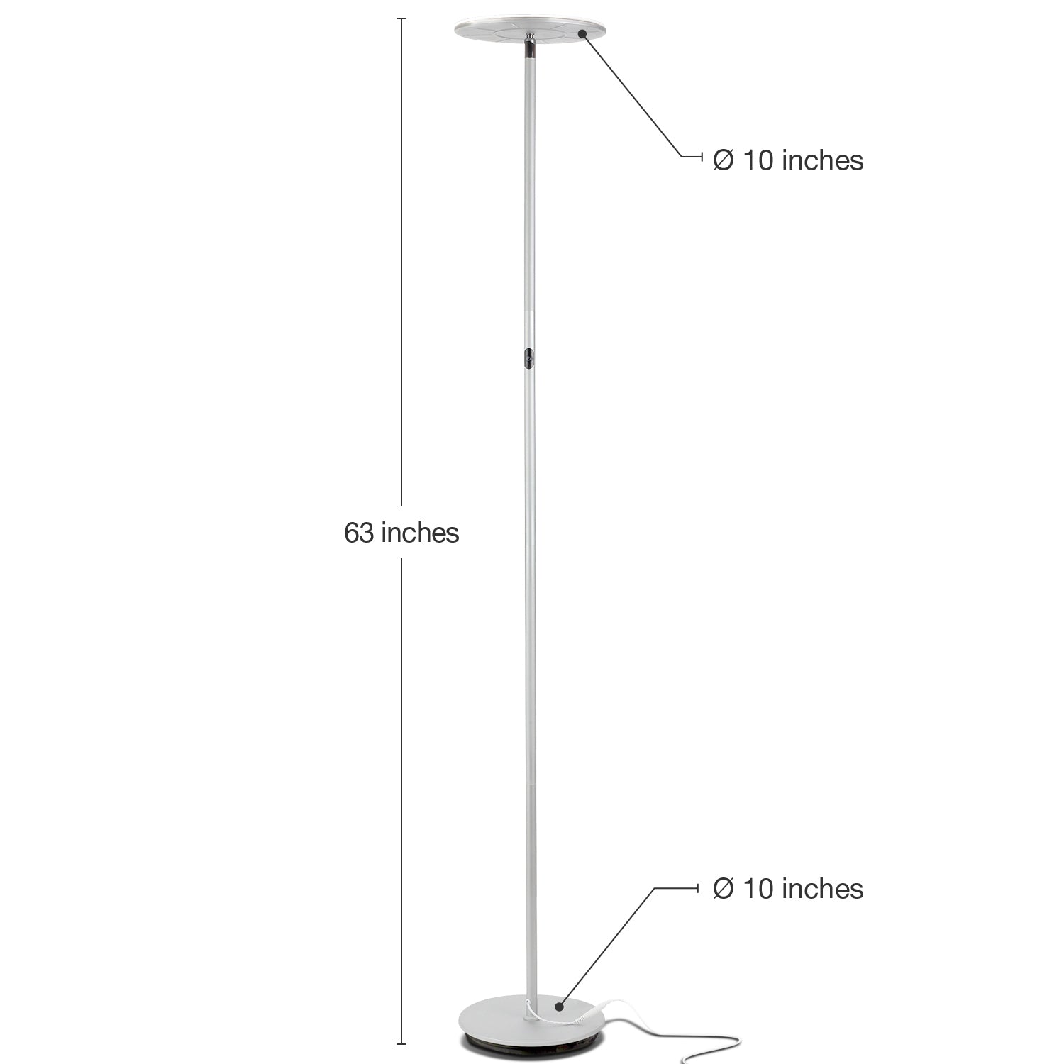 Brightech Sky LED Torchiere Standing Touch Sensor Floor Lamp, Silver (Open Box) - VMInnovations