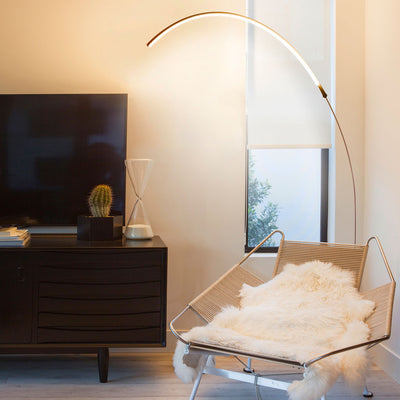 Brightech Sparq Arc Modern Home 67" Tall Arch LED Floor Lamp, Silver (Open Box)