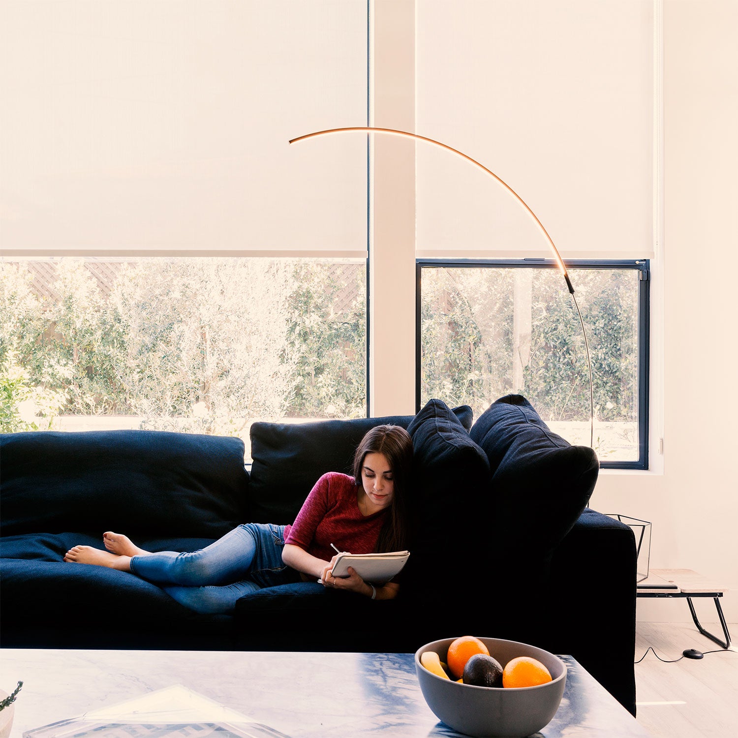 Brightech Sparq Arc Modern Home 67" Tall Arch LED Floor Lamp, Silver (Open Box)