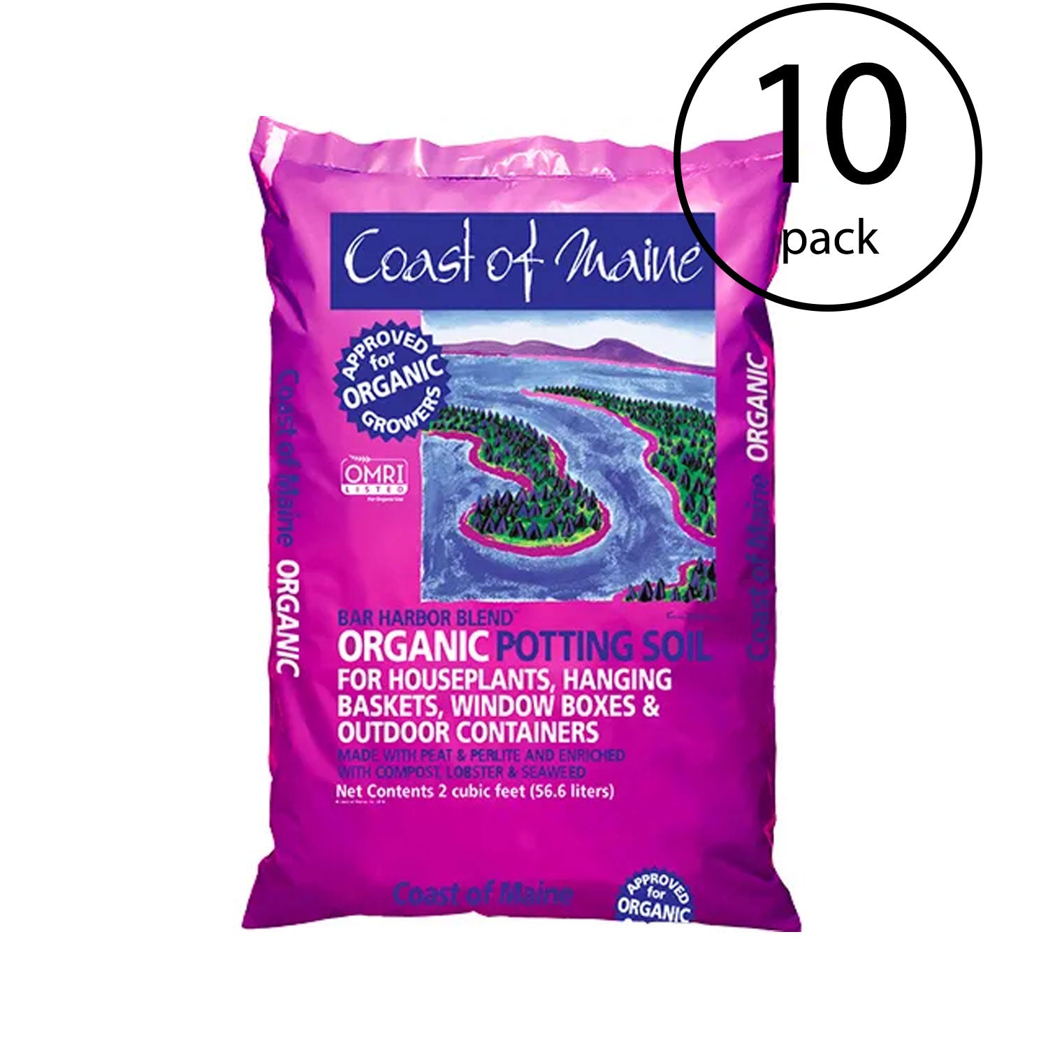 Coast of Maine Bar Harbor Blend Organic Potting Soil, 2 Cubic Feet (10 Pack) - VMInnovations