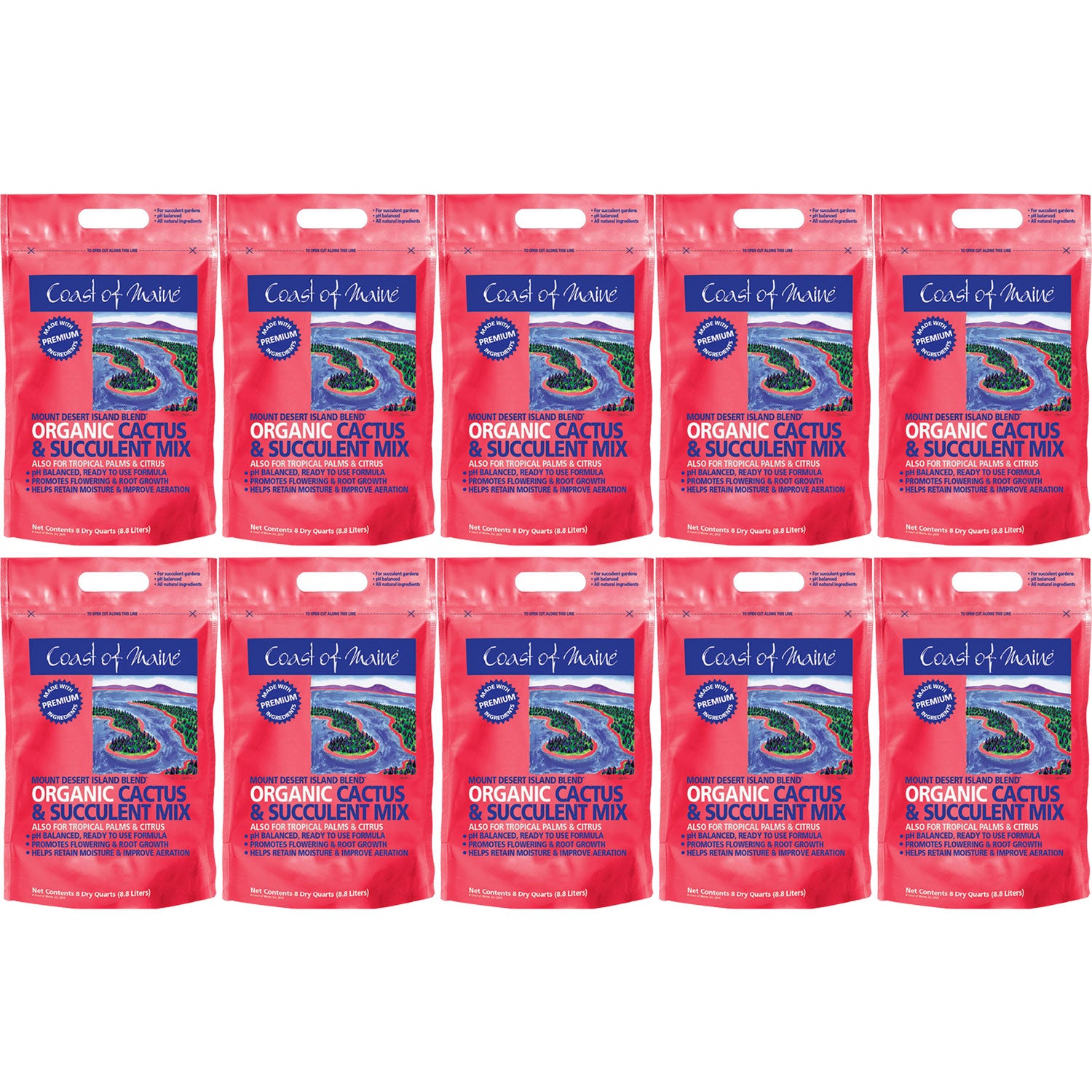Coast of Maine Mount DesertOrganic Cactus Succulent Mix, 8 Quarts (10 Pack) - VMInnovations