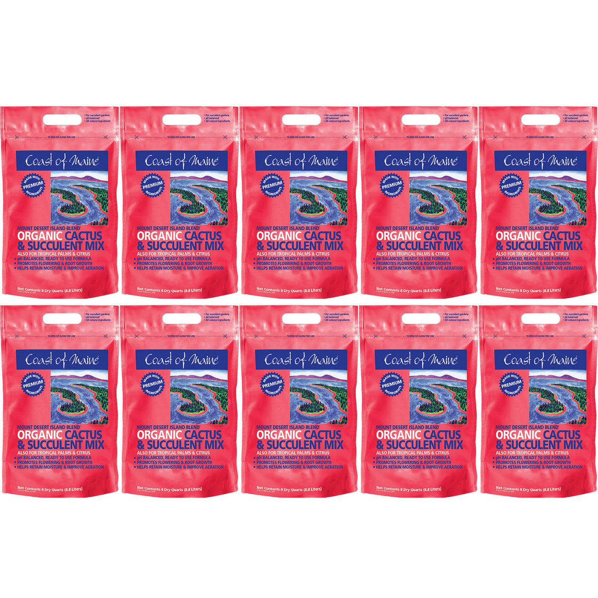 Coast of Maine Mount DesertOrganic Cactus Succulent Mix, 8 Quarts (10 Pack)