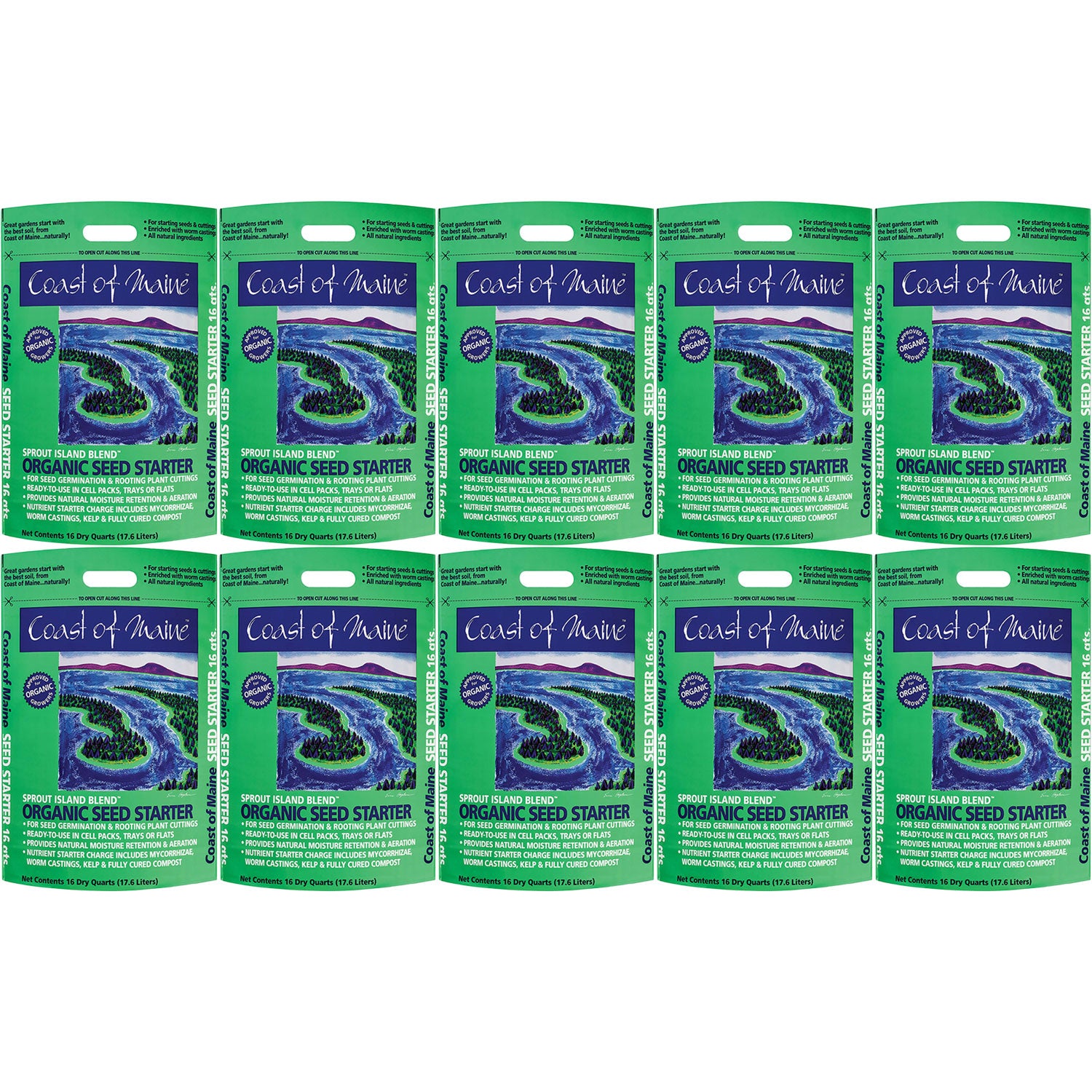 Coast of Maine Organic Seed Starter for Root Plant Cuttings, 16 Qt(10 Pack) - VMInnovations