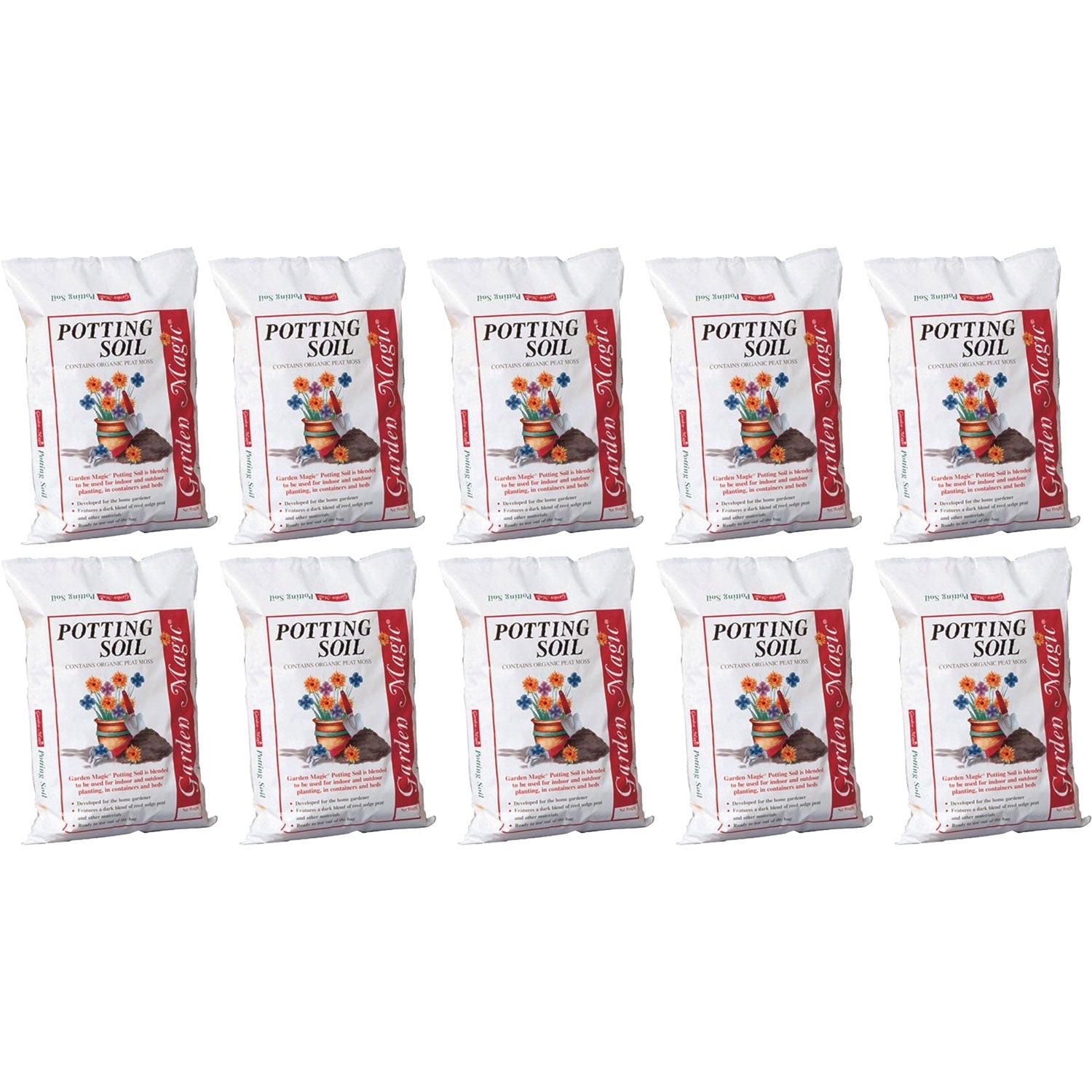 Michigan Peat 5720 Garden Magic Potting Soil Mix, 20 Pound Bag (10 Pack) - VMInnovations