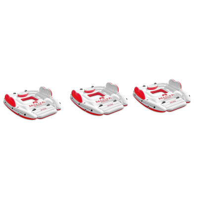 Intex Inflatable Marina Breeze Island Lake Raft w/ Built In Cooler, Red (3 Pack)