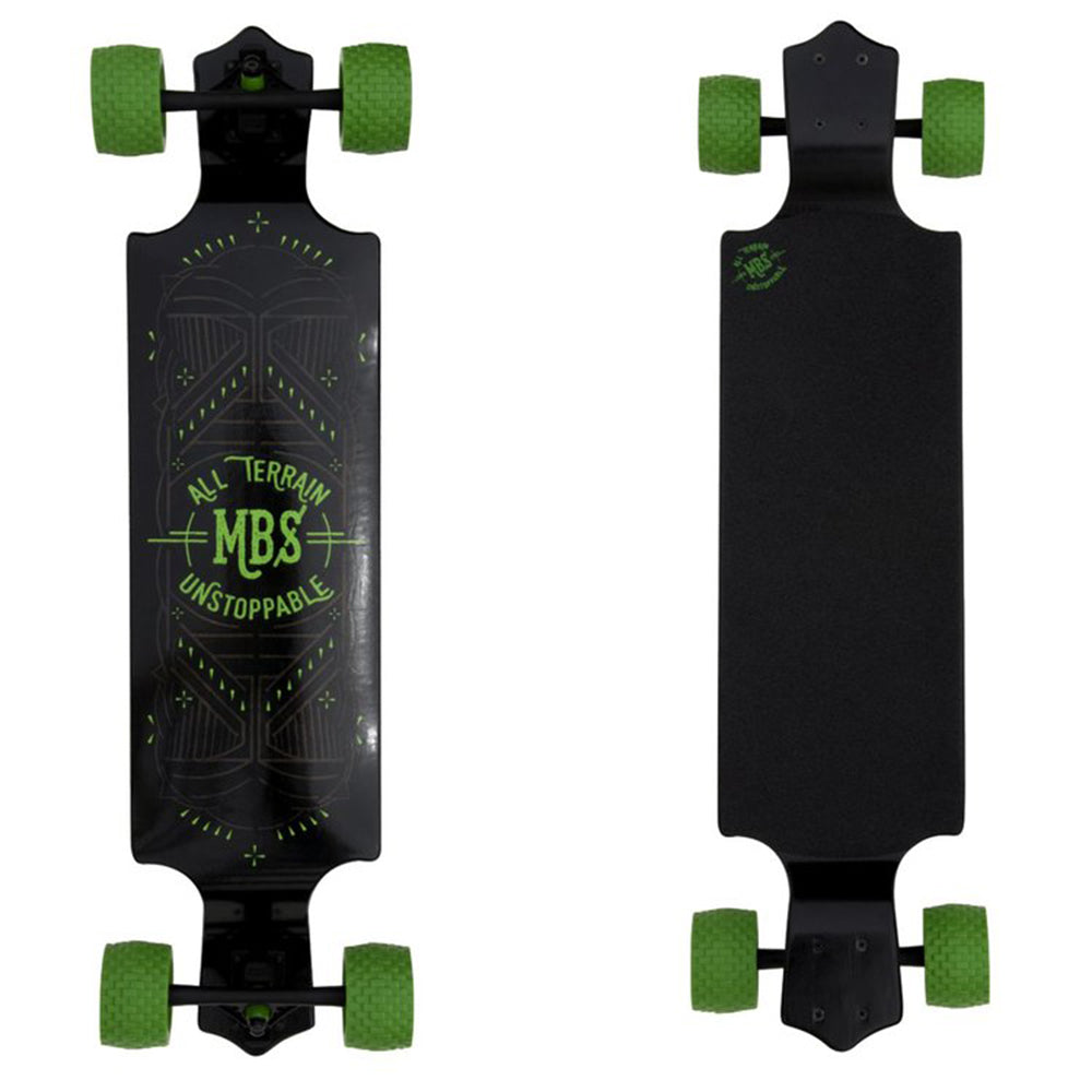 MBS All-Terrain Drop Deck 39 Inch Longboard Skateboard, Black and Green (Used)