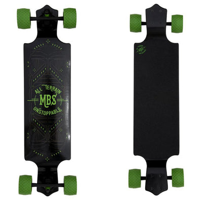 MBS All-Terrain Drop Deck 39 Inch Longboard Skateboard, Black and Green (Used)