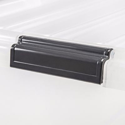 IRIS Medium 44 Qt Buckle Down Snap Handle Storage Caddy Bin Tote w/ Lid, Clear