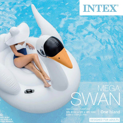 Intex Giant Inflatable Swan Swimming Pool or Lake Floating Water Raft, (2 Pack)
