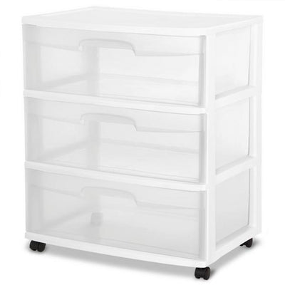 Sterilite Home 3 Drawer Wide Storage Cart Portable Container w/Casters (2 Pack)
