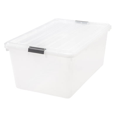 IRIS USA 585380 68 Quart Buckle Down Storage Box Container Bin, Clear (5 Pack)