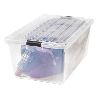 IRIS USA 585380 68 Quart Buckle Down Storage Box Container Bin, Clear (5 Pack)