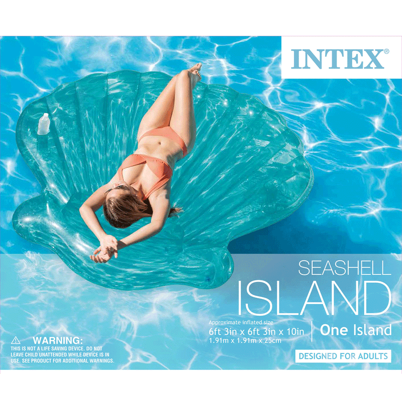Intex Giant Inflatable Seashell Island Lounger Swimming Pool Lake Float, 2 Pack