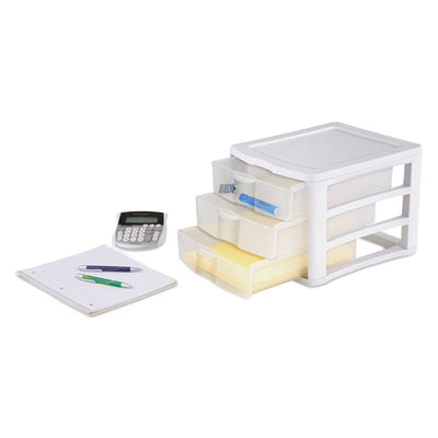 Sterilite ClearView Compact Stacking 3 Drawer Storage Organizer System, 24 Pack - VMInnovations