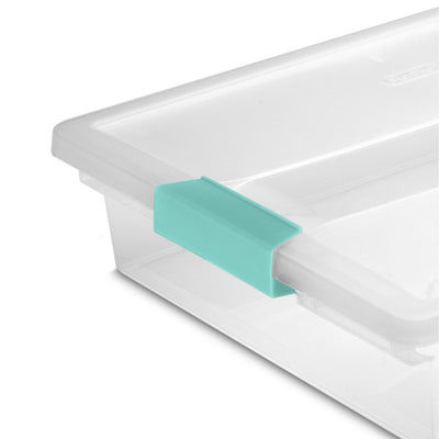 Sterilite 5.7 Qt Large Plastic Stackable Storage Bin w/Clear Latch Lid (12 Pack)