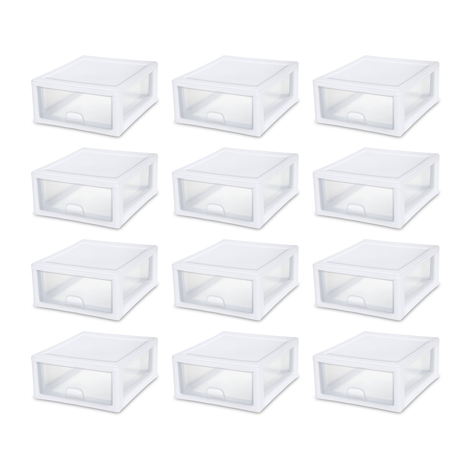 Sterilite 16 Quart Clear Plastic Stacking Storage Drawer Container Box, 12 Pack - VMInnovations