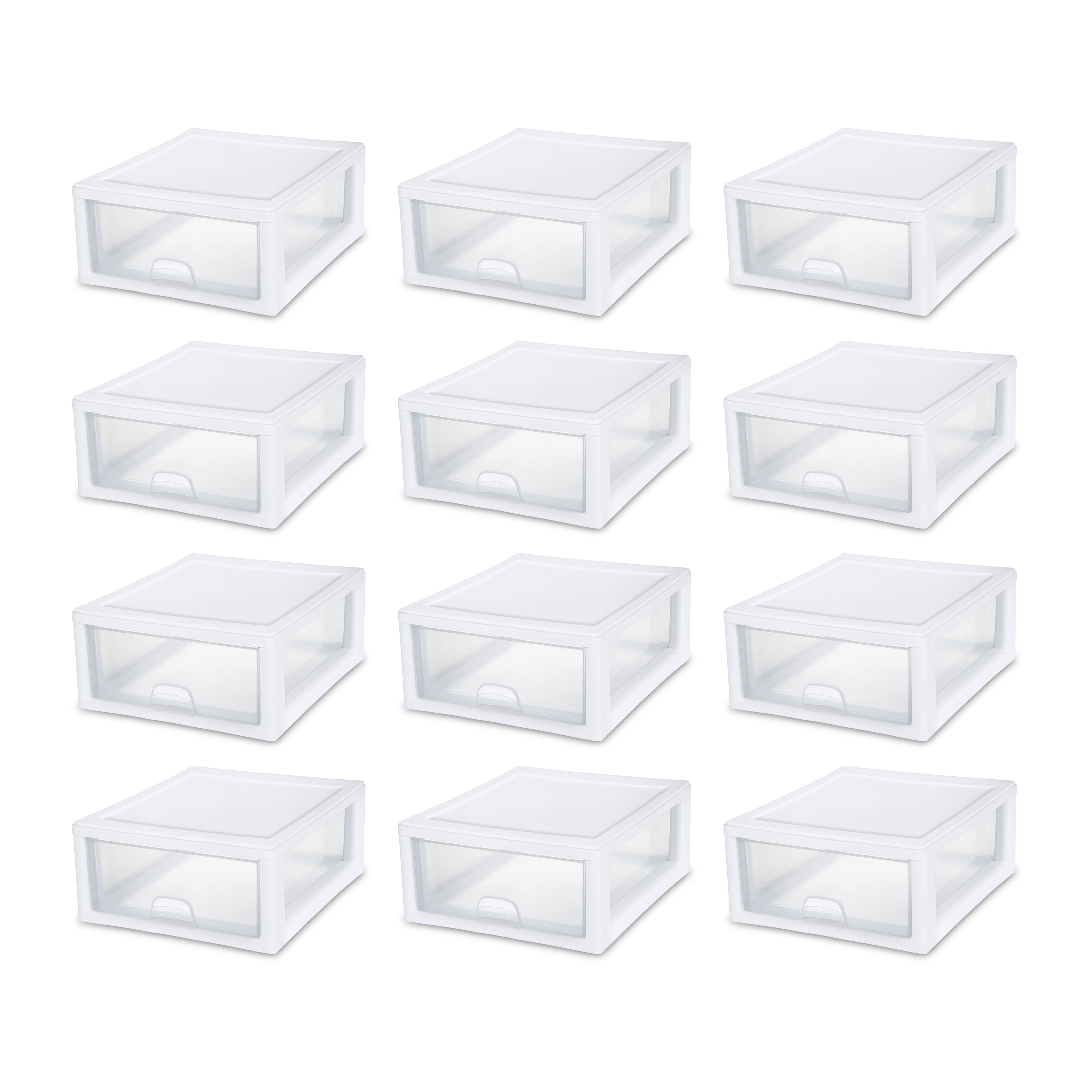 Sterilite 16 Quart Clear Plastic Stacking Storage Drawer Container Box, 12 Pack - VMInnovations
