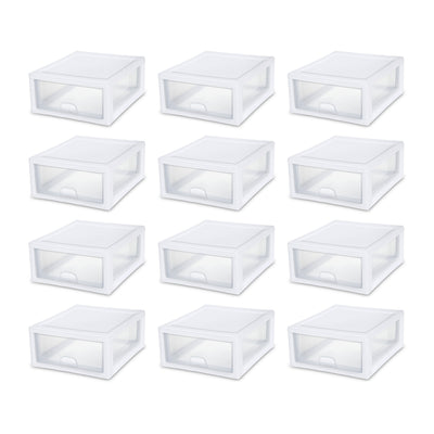 Sterilite 16 Quart Clear Plastic Stacking Storage Drawer Container Box, 12 Pack - VMInnovations