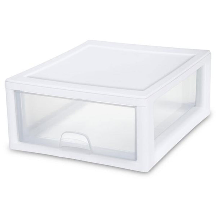 Sterilite 16 Quart Clear Plastic Stacking Storage Drawer Container Box, 12 Pack