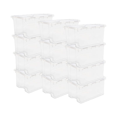 Sterilite 48 Qt Hinged Lid Storage Box Plastic Stackable Bin with Lid, 24 Pack - VMInnovations