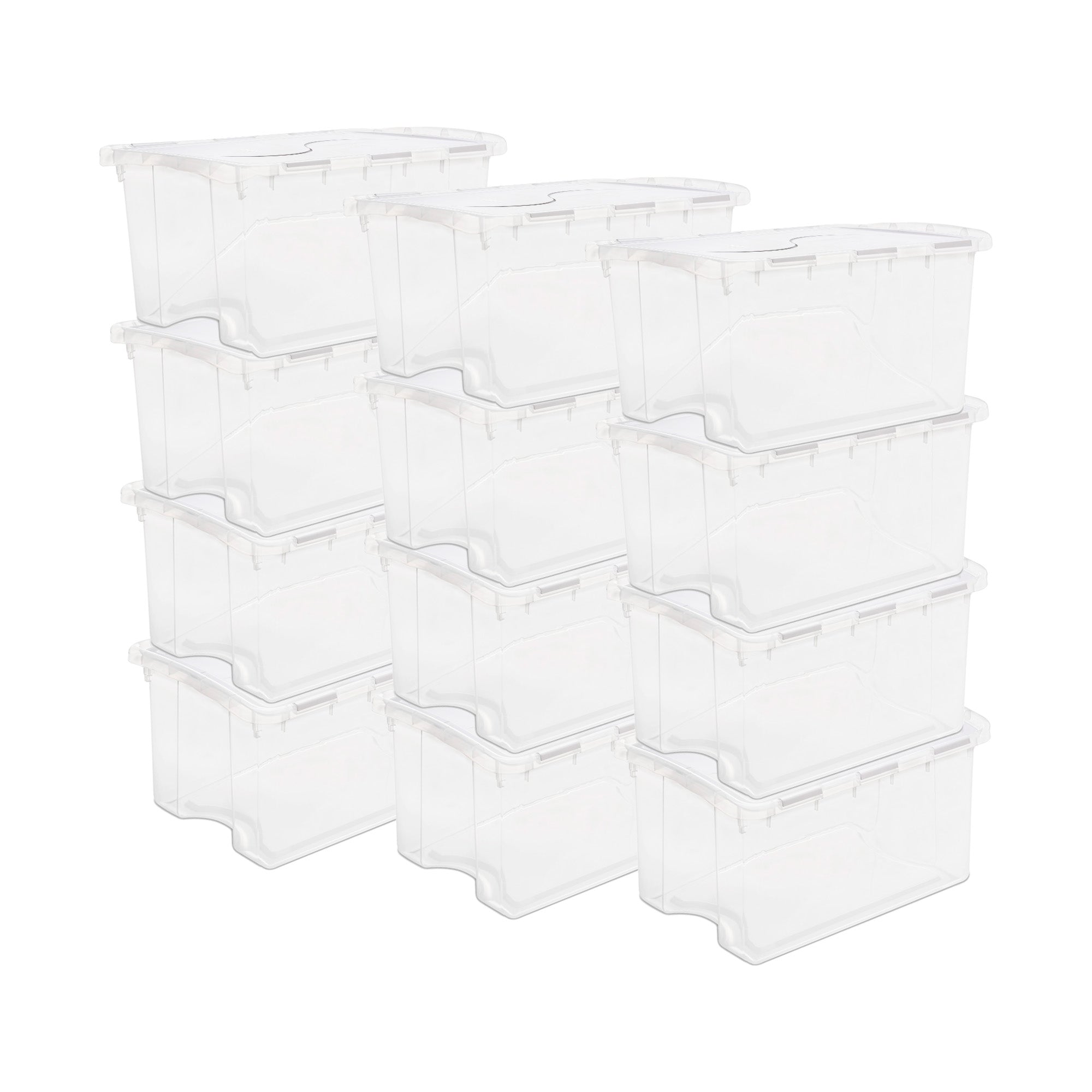 Sterilite 48 Qt Hinged Lid Storage Box Plastic Stackable Bin with Lid, 24 Pack - VMInnovations