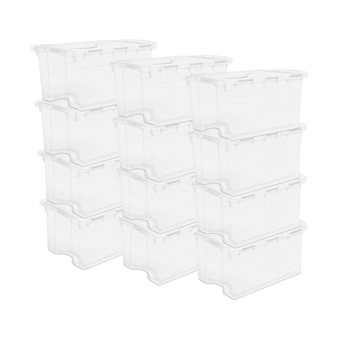 Sterilite 48 Qt Hinged Lid Storage Box Plastic Stackable Bin with Lid, 24 Pack