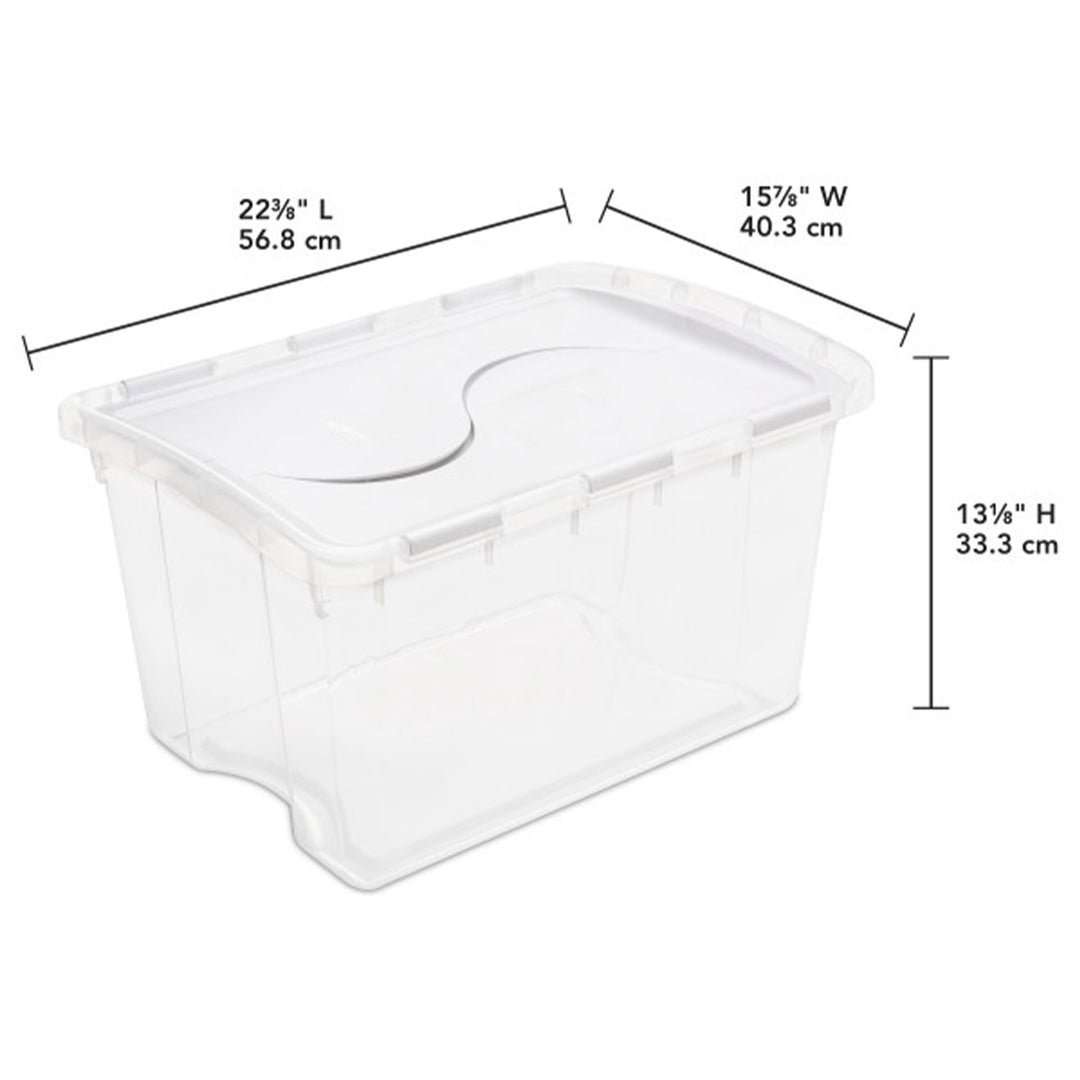 Sterilite 48 Qt Hinged Lid Storage Box Plastic Stackable Bin with Lid, 18 Pack