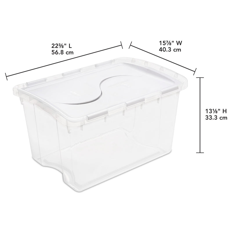 Sterilite 48 Qt Hinged Lid Storage Box Plastic Stackable Bin with Lid, 12 Pack