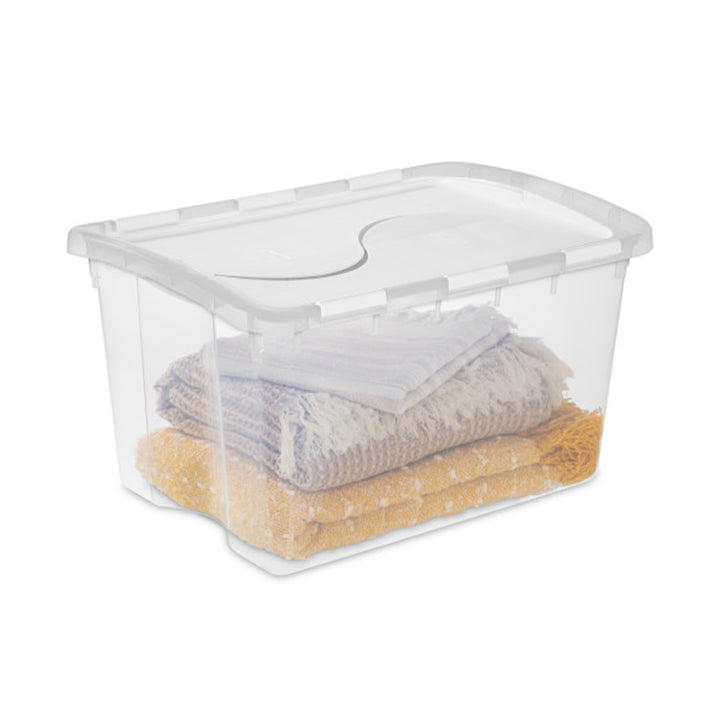 Sterilite 48 Qt Hinged Lid Storage Box Plastic Stackable Bin with Lid, 12 Pack