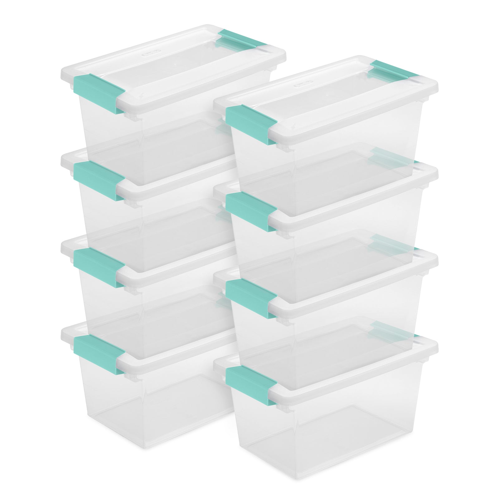 Sterilite Plastic Medium Clip Storage Box Container with Latching Lid, 8 Pack - VMInnovations